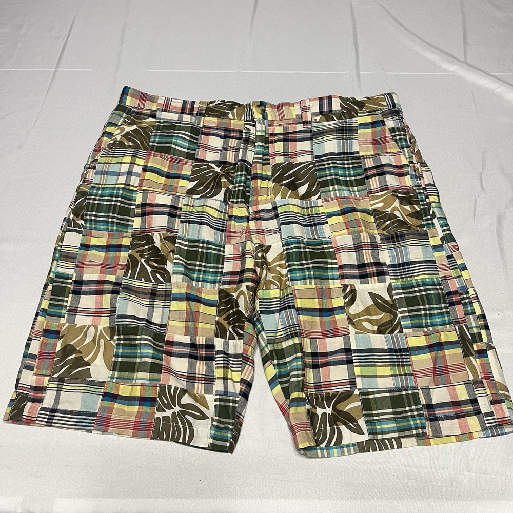 Y2K Siegfried Vintage Shorts Mens 40 Floral Madras Patchwork Plaid Chino Baggy